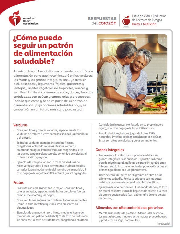 如何遵循健康饮食西班牙语心脏答案表